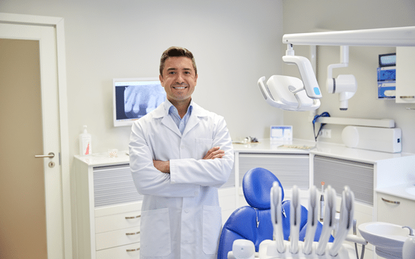 smiling orthodontist in the office