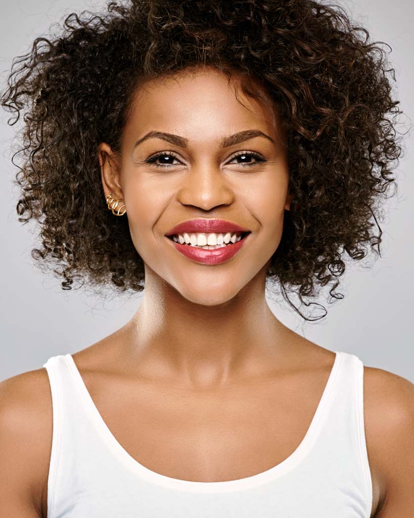 Woman with a great smile after jaw surgery