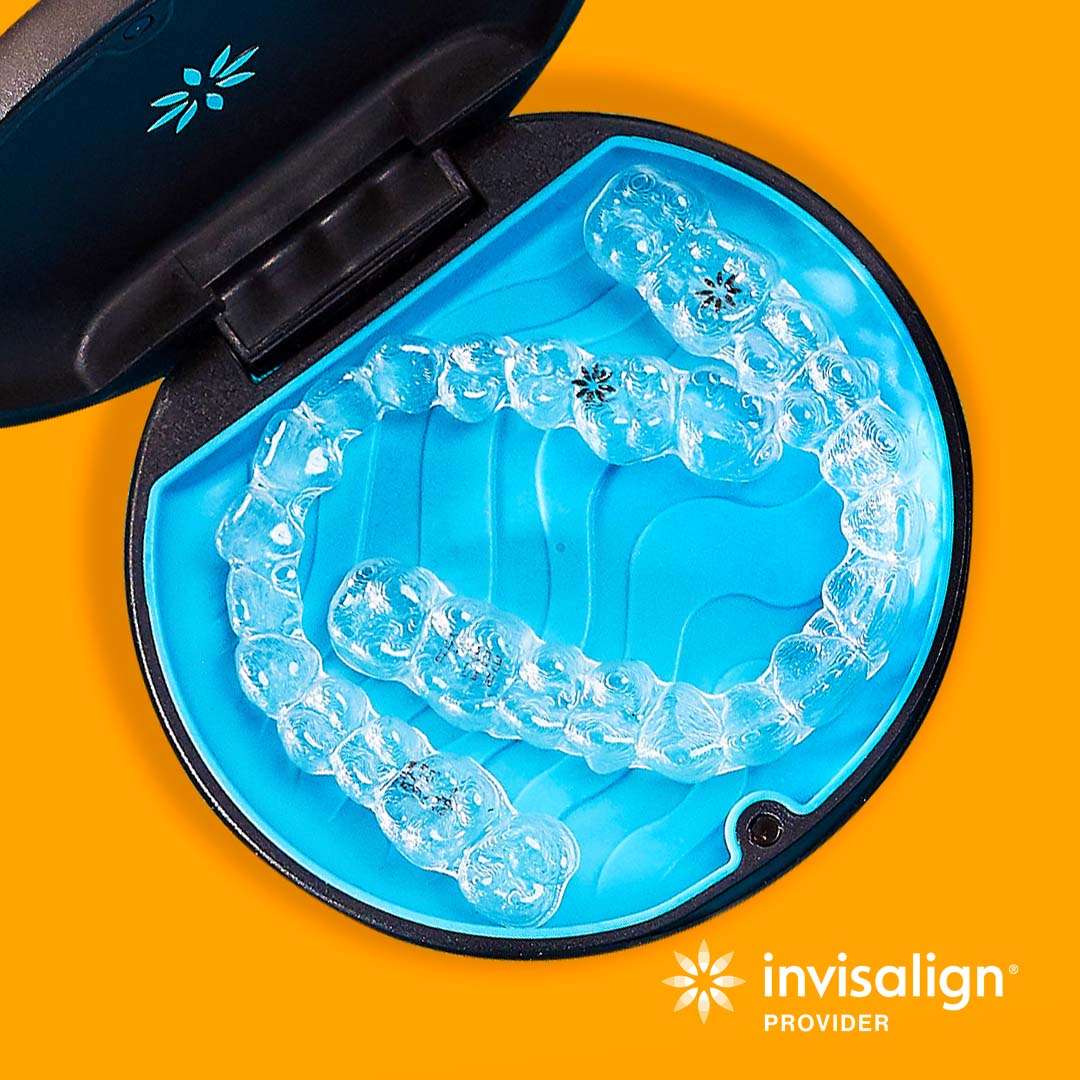 Invisalign clear aligners in a case