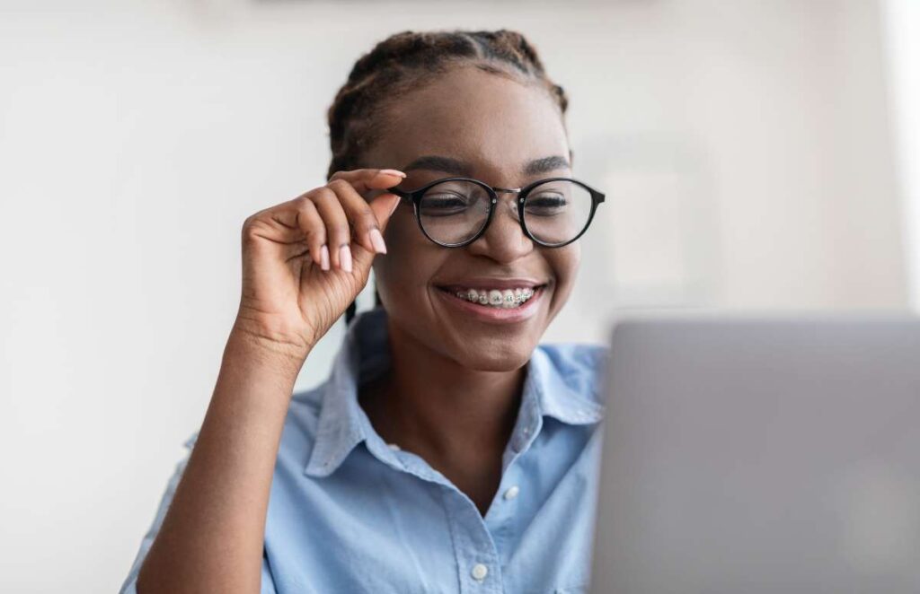 young woman with metal braces - sm